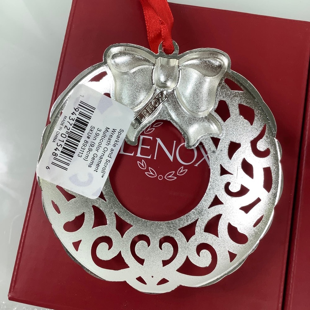 Lenox Sparkle And Scroll Angel Star Wreath ornaments New open box - Picture 7 of 12